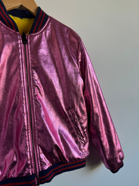 Marc Jacobs Reversible Fuzzy Yellow/Metallic Bomber Jacket • 8-11 years