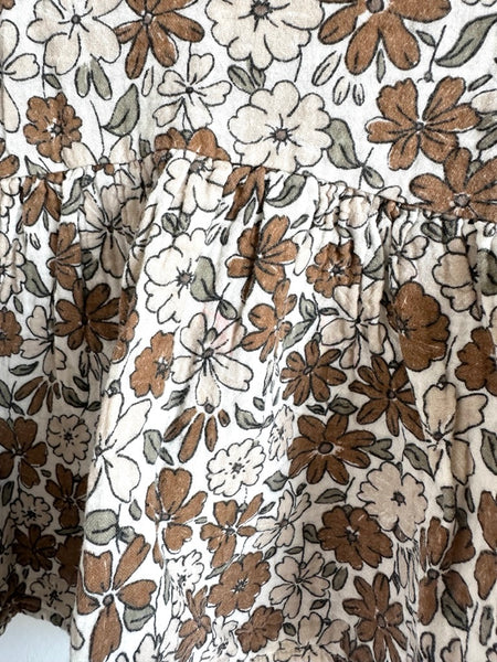 Rylee and Cru Brown Floral Long Sleeve Muslin Top • 12-18 months