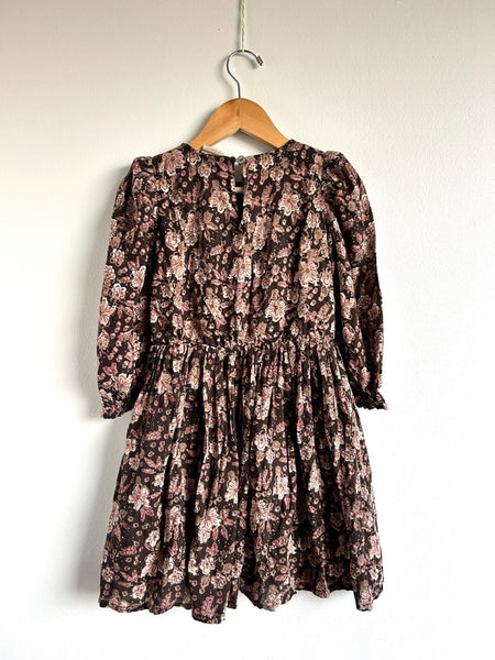 En•fant Brown and Pink Floral Dress • 5-6 years
