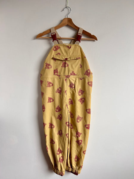 Coco Village Gold Big Cat Suspender Rainpants • 8 years