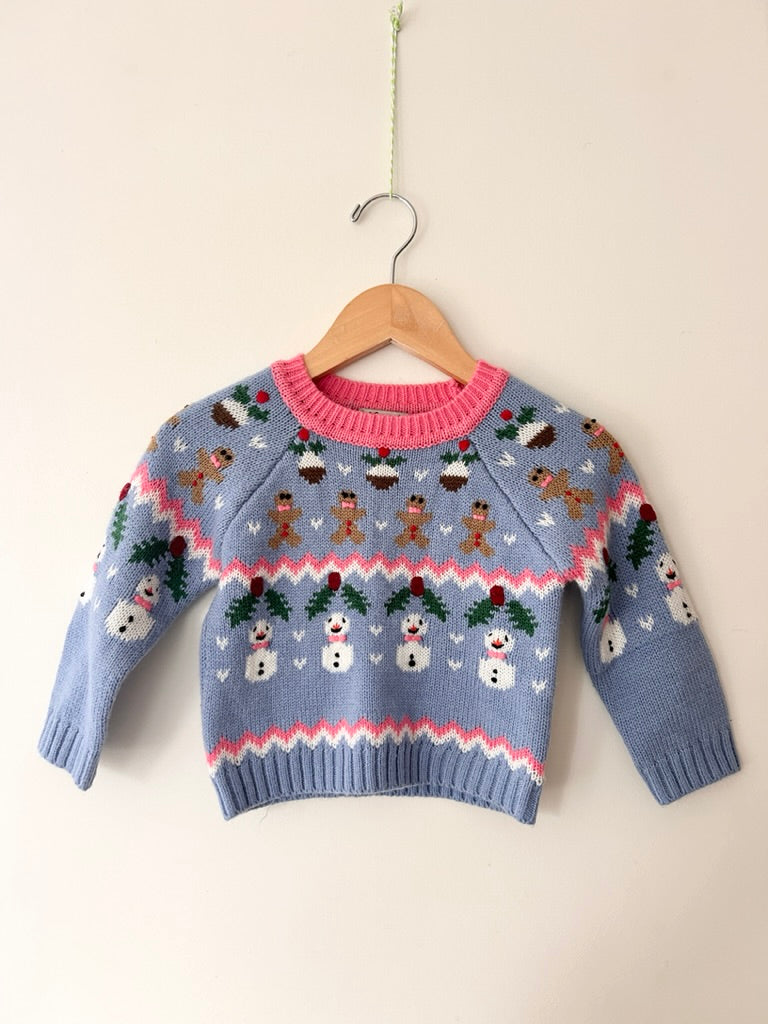 Next Blue and Pink Holiday Sweater • 18-24 months *