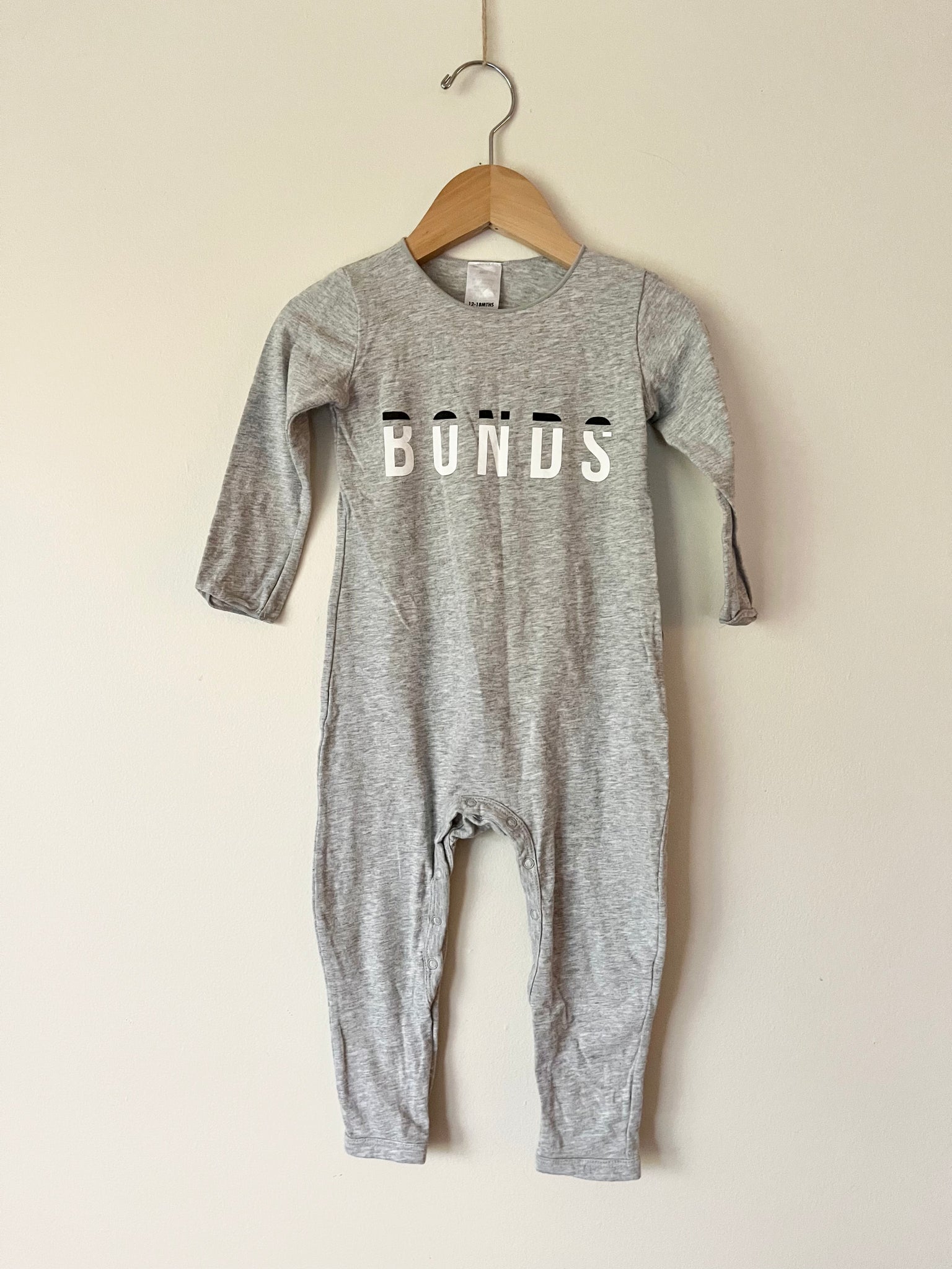 Bonds Grey Cotton Romper • 12-18 months