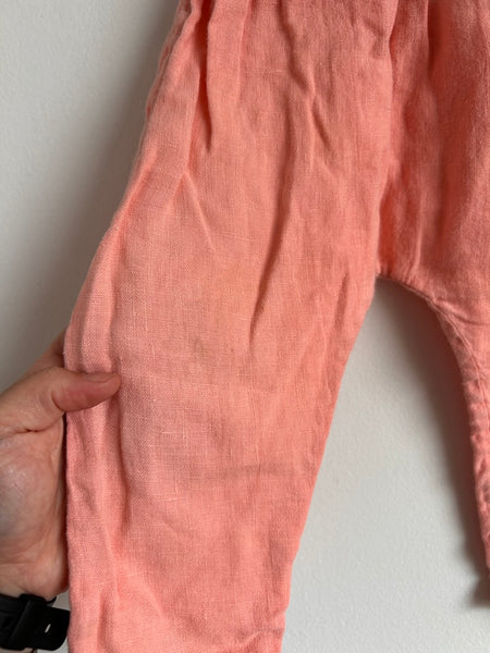 Red Creek Linen Pink Drop Crotch Pants • 1-2 years