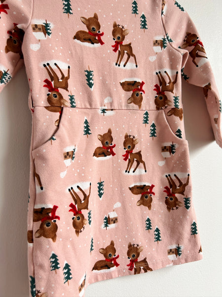 H&M Pink Winter Reindeer Dress • 3-4 years