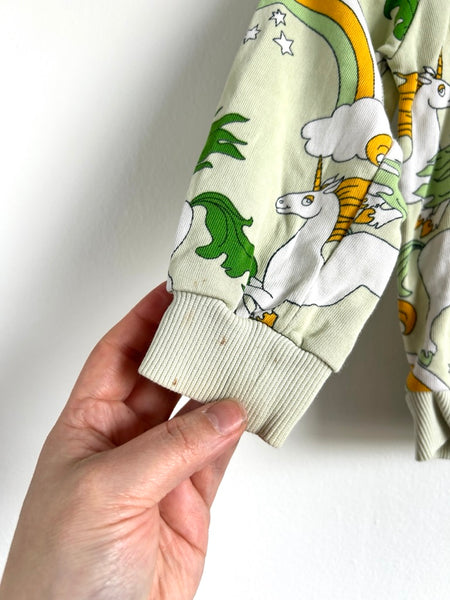 Mini Rodini Unicorns Long Sleeve Green Top • 12-18 months