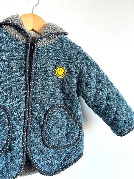 Sherpa Fleece Pointed Hood Smile Sweater • 9-12 months