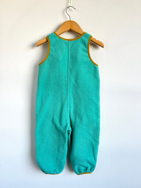 Patagonia Teal and Yellow Fleece Overalls • 2-3 years