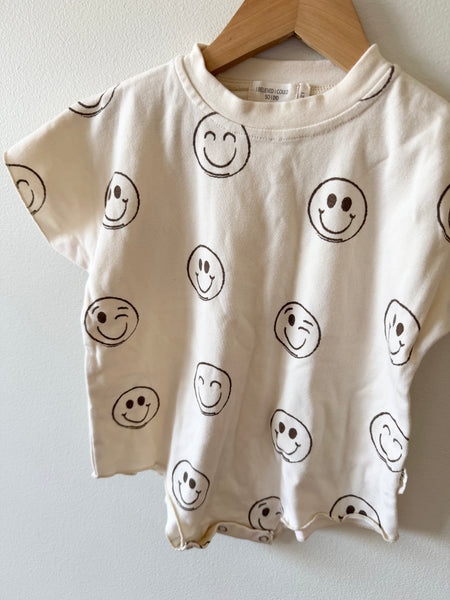 Smiley Face T-Shirt Romper • 2 years