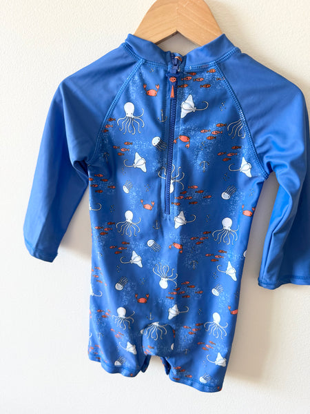 Coco Mango Blue Animals Long Sleeve Rashguard • 12-18 months