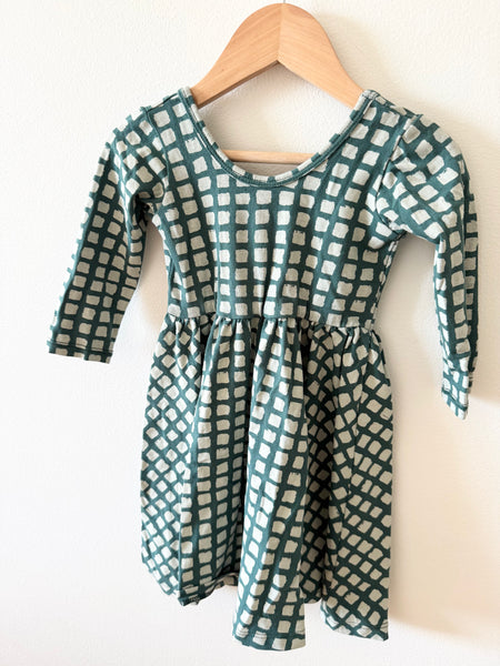 Alice and Ames Blue Checkered Long Sleeve Dress • 3-4 years