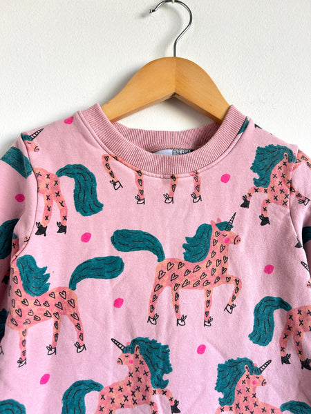 Minti Melbourne Pink Unicorn Sweater Dress • 5-6 years