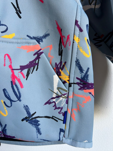 Burton Zip Up Blue Squiggle Hooded Sweater • 2-3 years