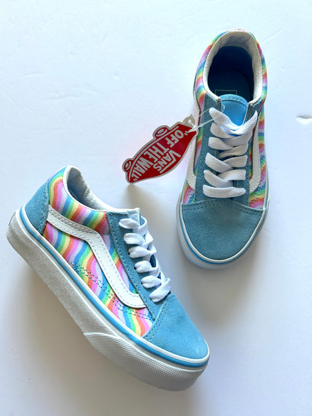 NEW Vans Blue and Rainbow Tie Up Shoes • 11c