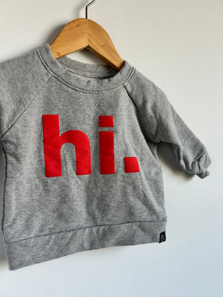 Lots and Little "Hi" Grey Sweater • 6-12 months