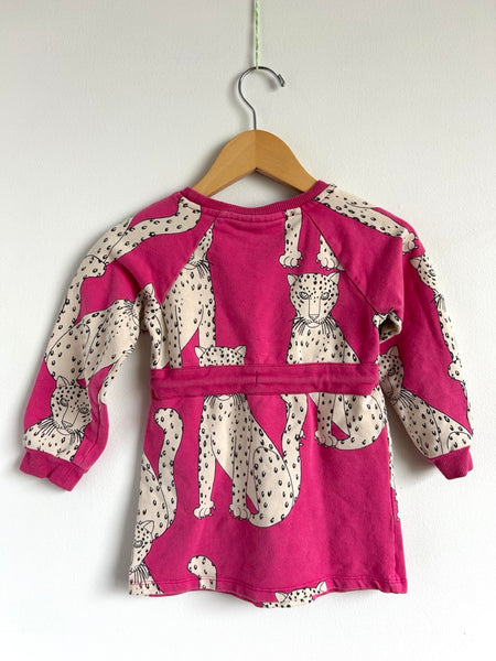 Mini Rodini Pink Leopard Long Sleeve Dress • 2-3 years