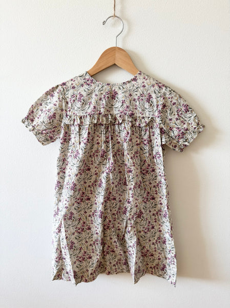 Petit Vilains Pink and Green Floral Short Sleeve Dress • 6-7 years