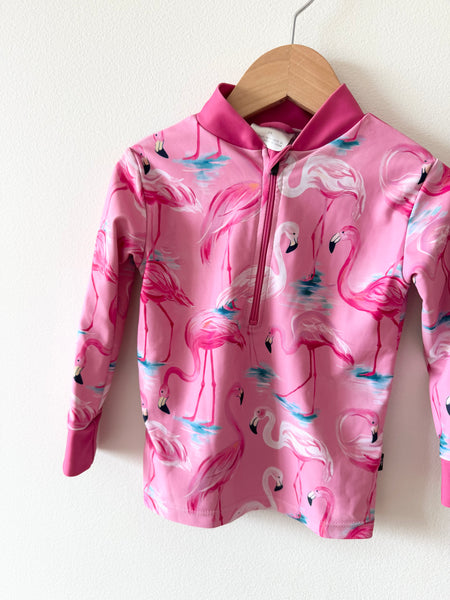 Honeysuckle Flamingo Rashguard Top • 2-3 years