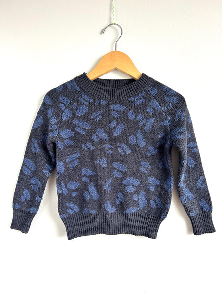 Bonds Knit Blue and Grey Patterned Sweater • 4-5 years