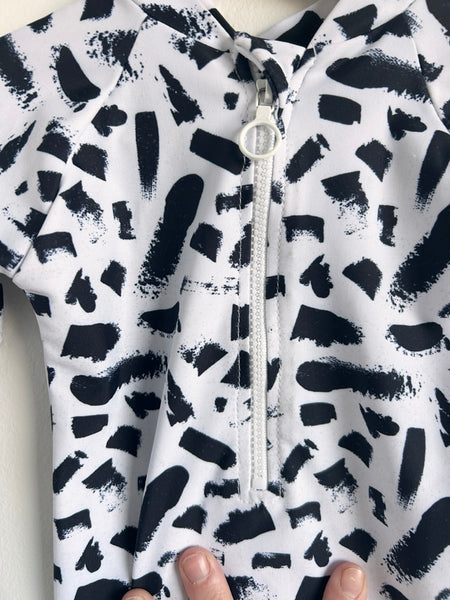 Current Tyed Black and White Swimsuit • 6-12 months