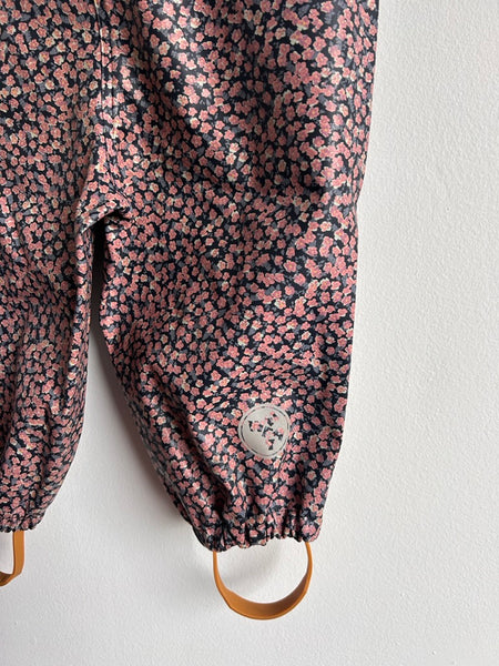 Wheat Pink and Blue Floral Rubberized Rainsuit • 18-24 months