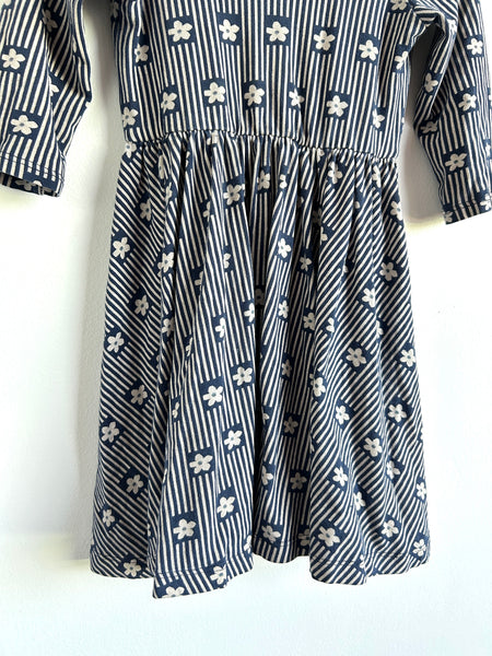 Alice and Ames Blue Floral Dress with Lines • 3-4 years