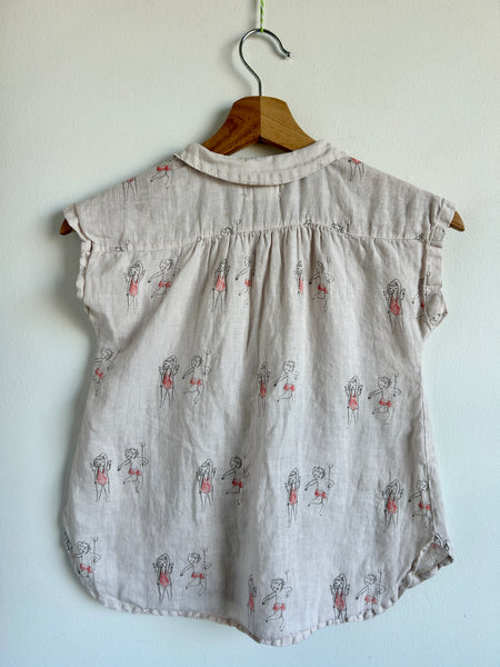 Yellowpelota Linen Button Up Short Sleeve Dress • 3-5 years