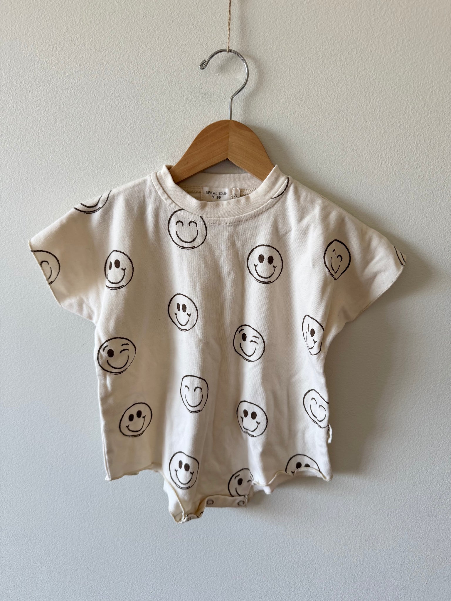 Smiley Face T-Shirt Romper • 2 years