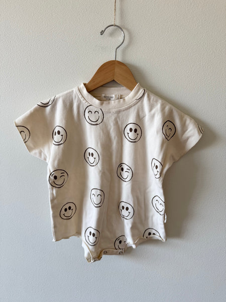 Smiley Face T-Shirt Romper • 2 years