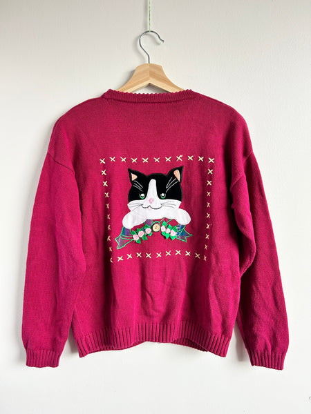 Vintage Northern Getaway Pink Cat Cardigan • 7-10 years (medium)