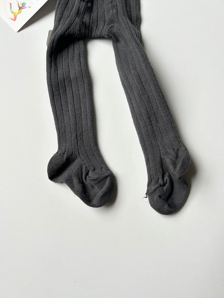 NEW Condor Grey Ribbed Tights • 0-3 months (000)