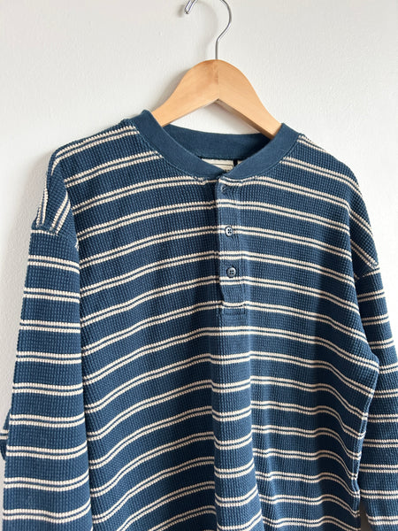 LL Bean Waffle Striped Henley Long Sleeve Top • 9-12 years (Medium)