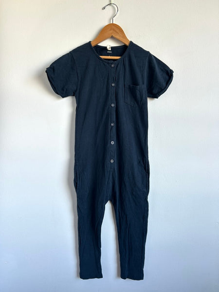Gray Label Navy Short Sleeve Button Romper • 3-4 years