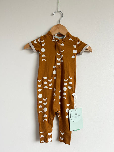 NEW LouLou Lollipop Moons Brown Romper • 0-3 months
