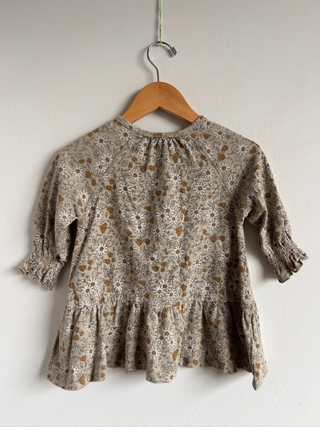 Rylee and Cru Brown Daisy Peplum Style Dress • 18-24 months