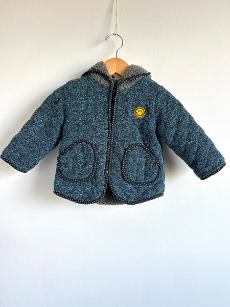 Sherpa Fleece Pointed Hood Smile Sweater • 9-12 months