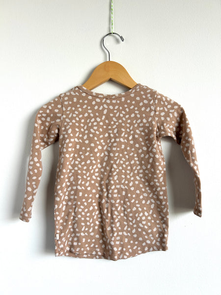 Jax and Lennon Light Brown and White Long Sleeve Top • 3-4 years