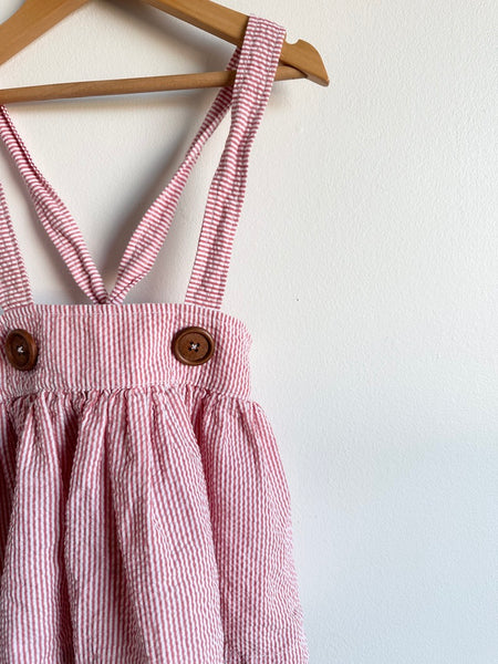 Nest and Nurture Striped Seersucker Suspender Dress • 2-4 years