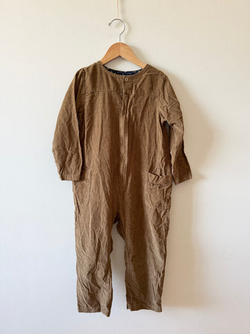 Petits Vilains Brown Thin Corduroy Boiler Suit • 4-5 years