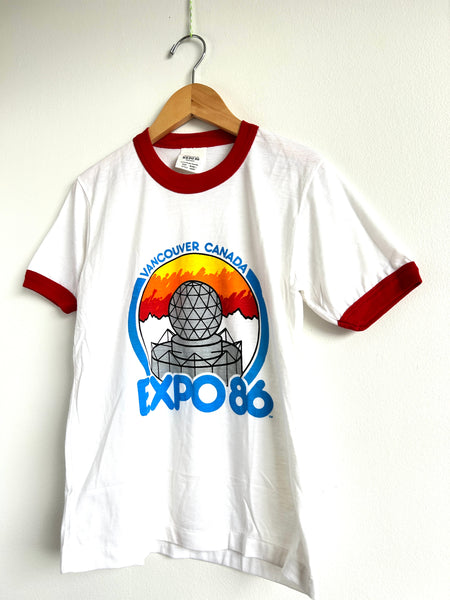 NEW Vintage Expo 86 T-Shirt with Red Trim • 8-10 years