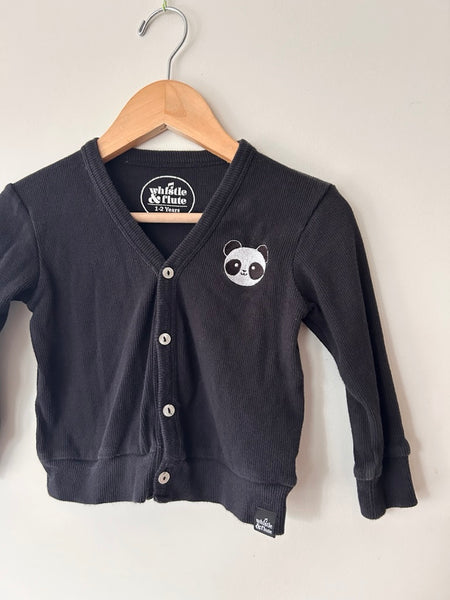 Whistle and Flute Panda Ribbed Cardigan • 1-2 years *