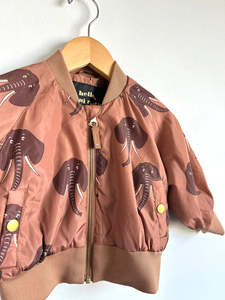 Mini Rodini Elephant Brown Bomber Jacket • 9-18 months