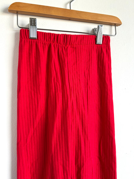 Vintage Milton Red Ribbed Poly/Cotton Leggings • 7 years