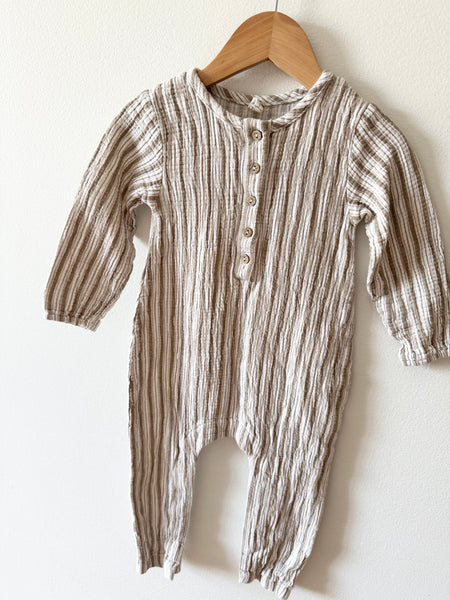 Quincy Mae Striped Long Sleeve Romper • 18-24 months