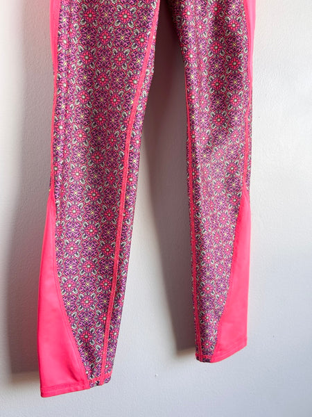 Gap Pink Patterned Stretchy Yoga Pant Leggings • 8-9 years