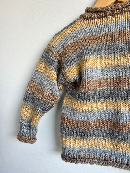 Muted Browns and Neutral Handmade Knit Sweater • 2-3 years