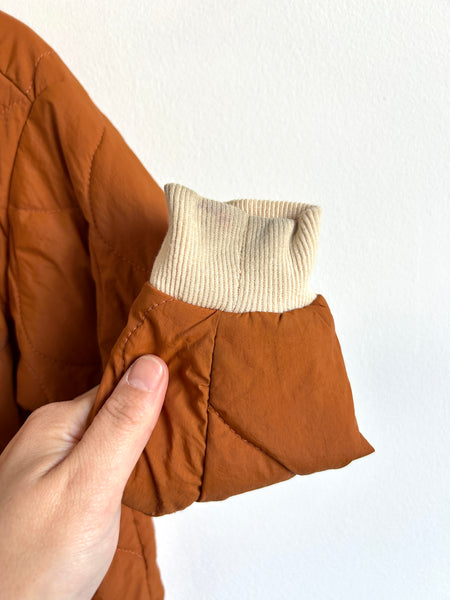 Orange and Cream Quilted Jacket with Buttons • 5-7 years