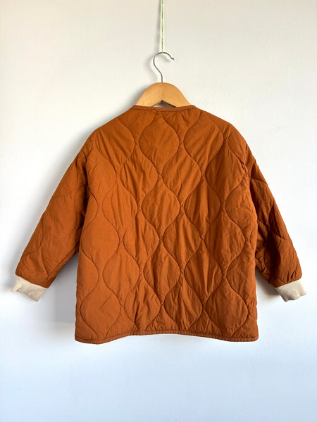 Orange and Cream Quilted Jacket with Buttons • 5-7 years