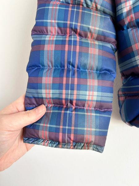 Patagonia Blue Plaid Puffer Jacket • 4-6 years