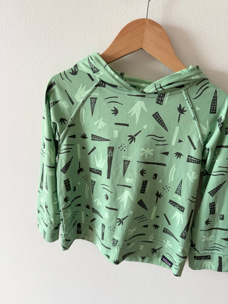 Patagonia Sun Hoodie Green Pattern • 3-4 years