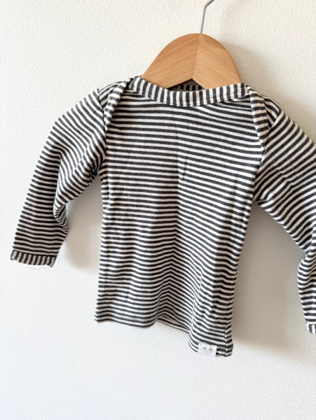 Petits Vilains Black and White Long Sleeve Cotton Top • 6-12 months